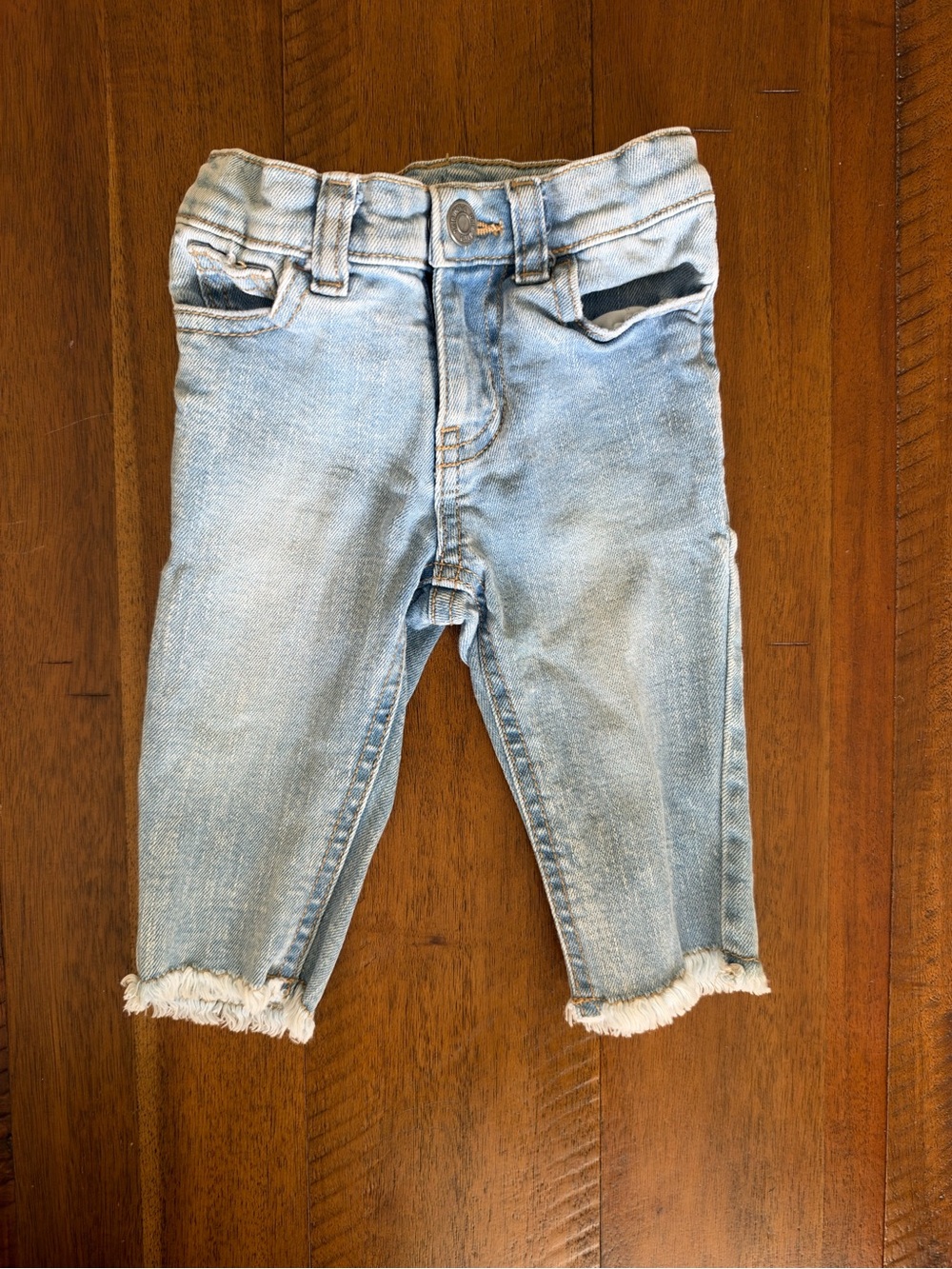 Okie Dokie Baby Light Blue Denim Jeans with Frayed Hem